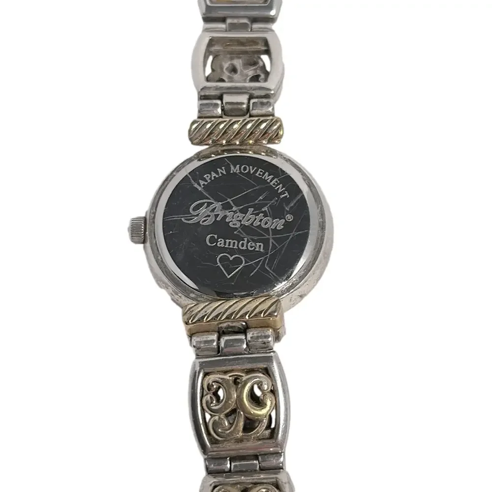 Brighton Camden Women's Quartz Watch Black Leather Silver Dial Analog - GUC